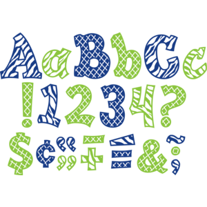 TCR77121 Navy and Lime Wild Moroccan 5" Sassy Font Letters Image