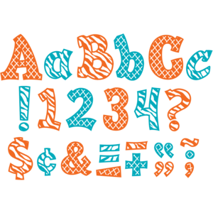 TCR77135 Orange and Teal Wild Moroccan 3" Sassy Font Letters Image