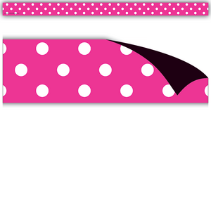 TCR77143 Hot Pink Polka Dots Magnetic Strips Image