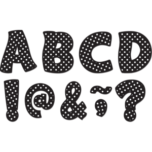 TCR77216 Black Polka Dots Funtastic Font 3" Magnetic Letters Image