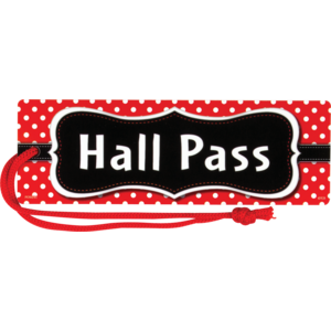 TCR77238 Red Polka Dots Magnetic Hall Pass Image