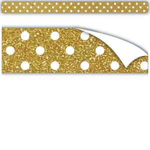 TCR77337 Clingy Thingies Gold with White Polka Dots Strips Image