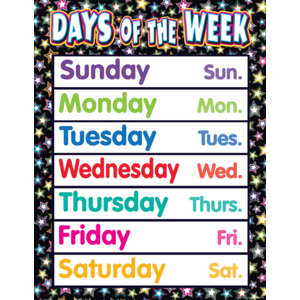 TCR7755 Fancy Stars Days of the Week Chart Image