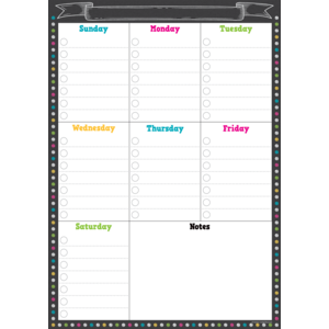 TCR77878 Clingy Thingies: Chalkboard Brights Weekly Schedule Image
