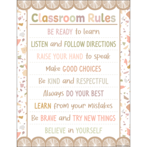 TCR7872 Terrazzo Tones Classroom Rules Chart Image