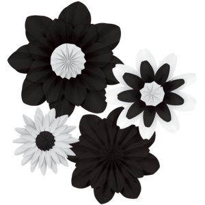 TCR8351 Black and White Paper Flowers Image