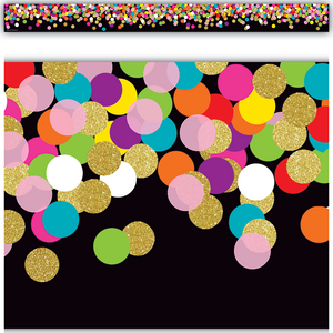 TCR8797 Colorful Confetti on Black Straight Border Trim Image
