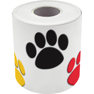 TCR8948 Colorful Paw Prints Straight Rolled Border Trim Image