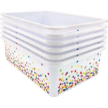 Confetti Large Plastic Storage Bins 6-Pack