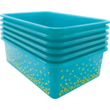 Teal Confetti Large Plastic Storage Bins 6-Pack