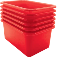Red Small Plastic Storage Bin 6 Pack