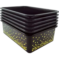Black Confetti Large Plastic Storage Bins 6-Pack