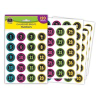 Chalkboard Brights Numbers Stickers