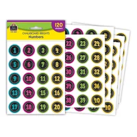 Chalkboard Brights Numbers Stickers