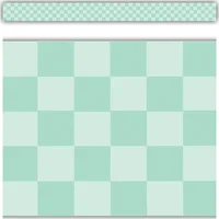 Cool for School Green Checkers Straight Border Trim