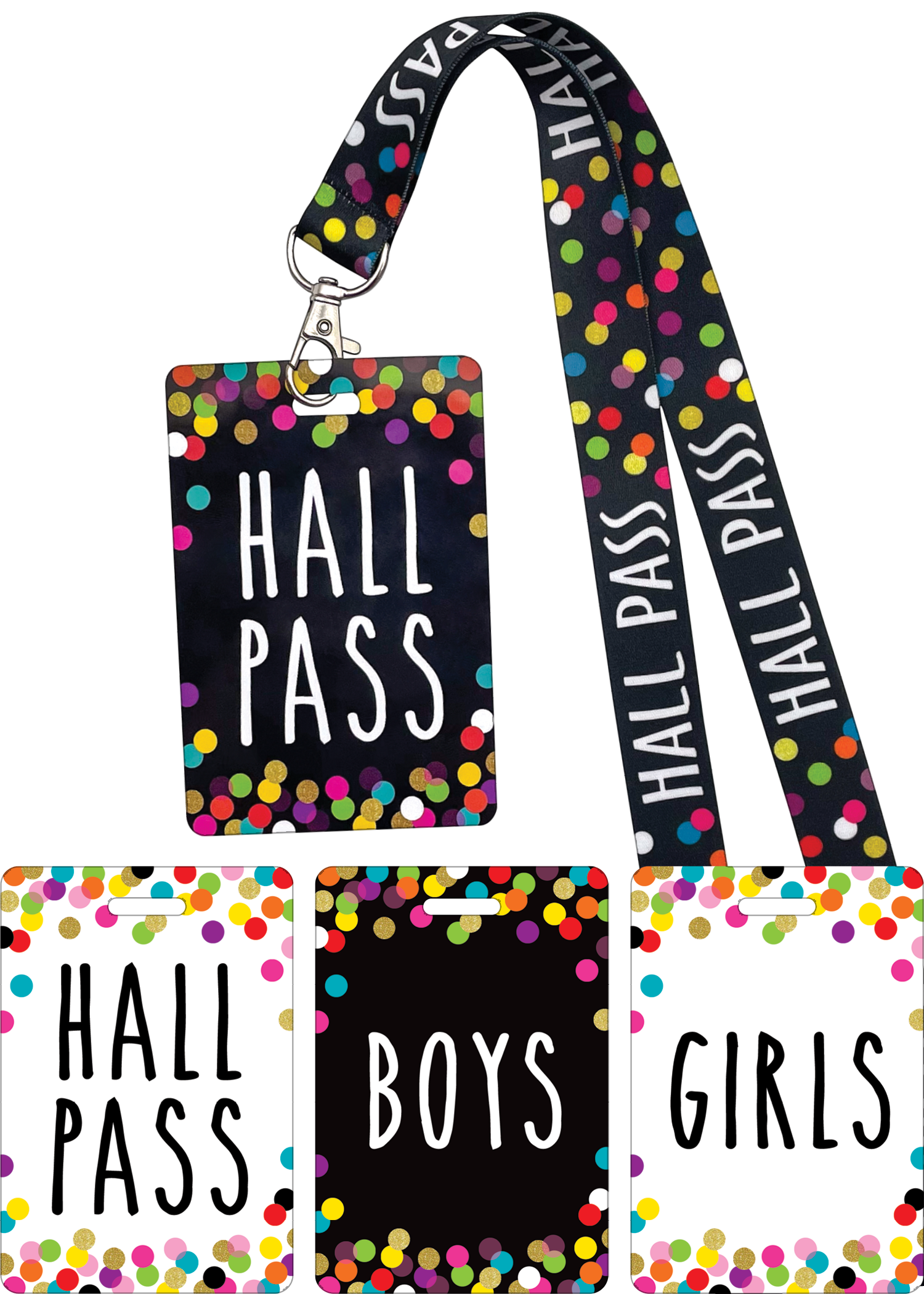 Confetti Hall Pass Lanyards TCR20319 Teacher Created Resources
