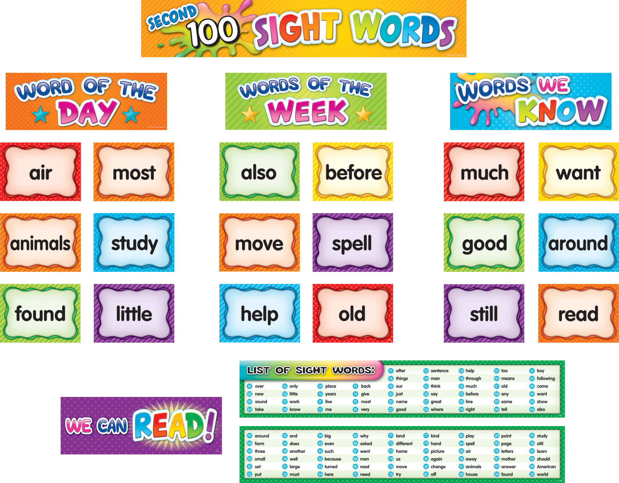 Second 100 Sight Words Pocket Chart Cards - TCR20846 | Teacher Created