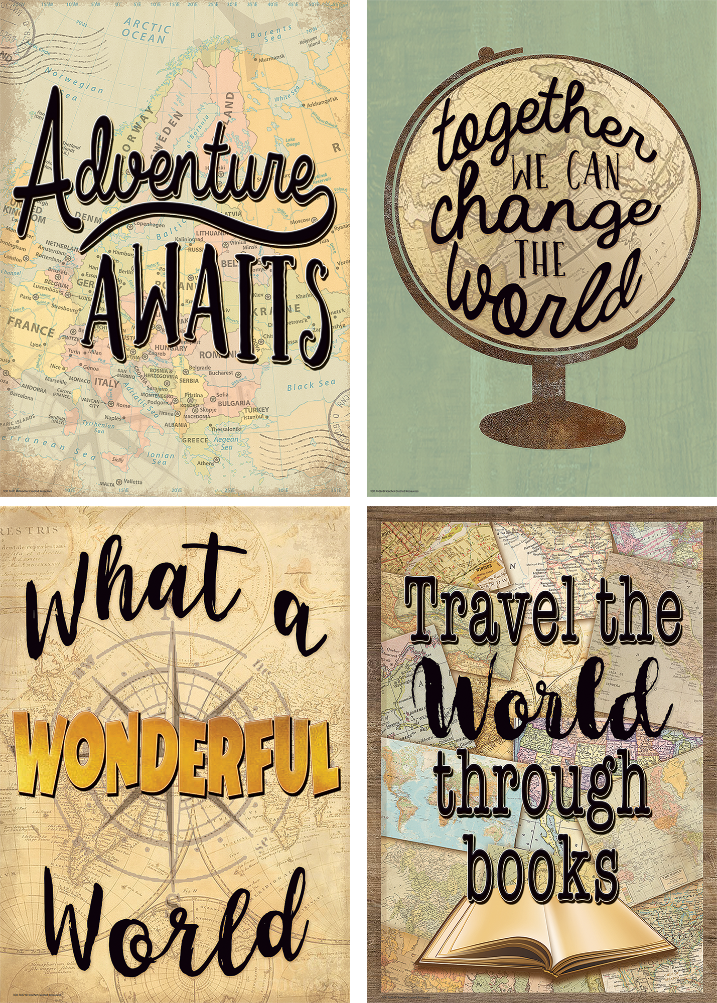 Travel the Map Poster Set (4)