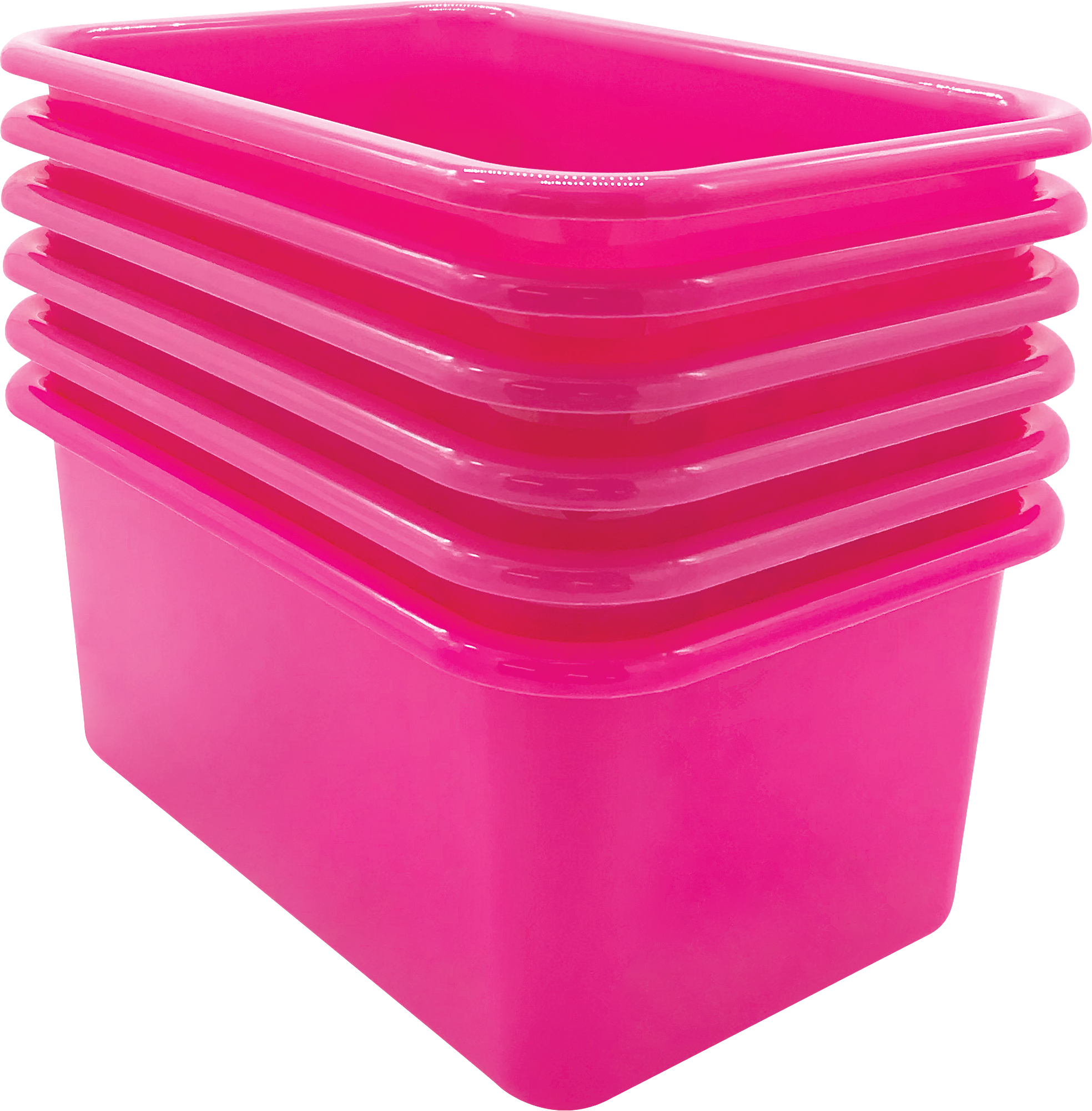 Teacher Created Resources Pink Large Plastic Storage Bin, Pack of 3