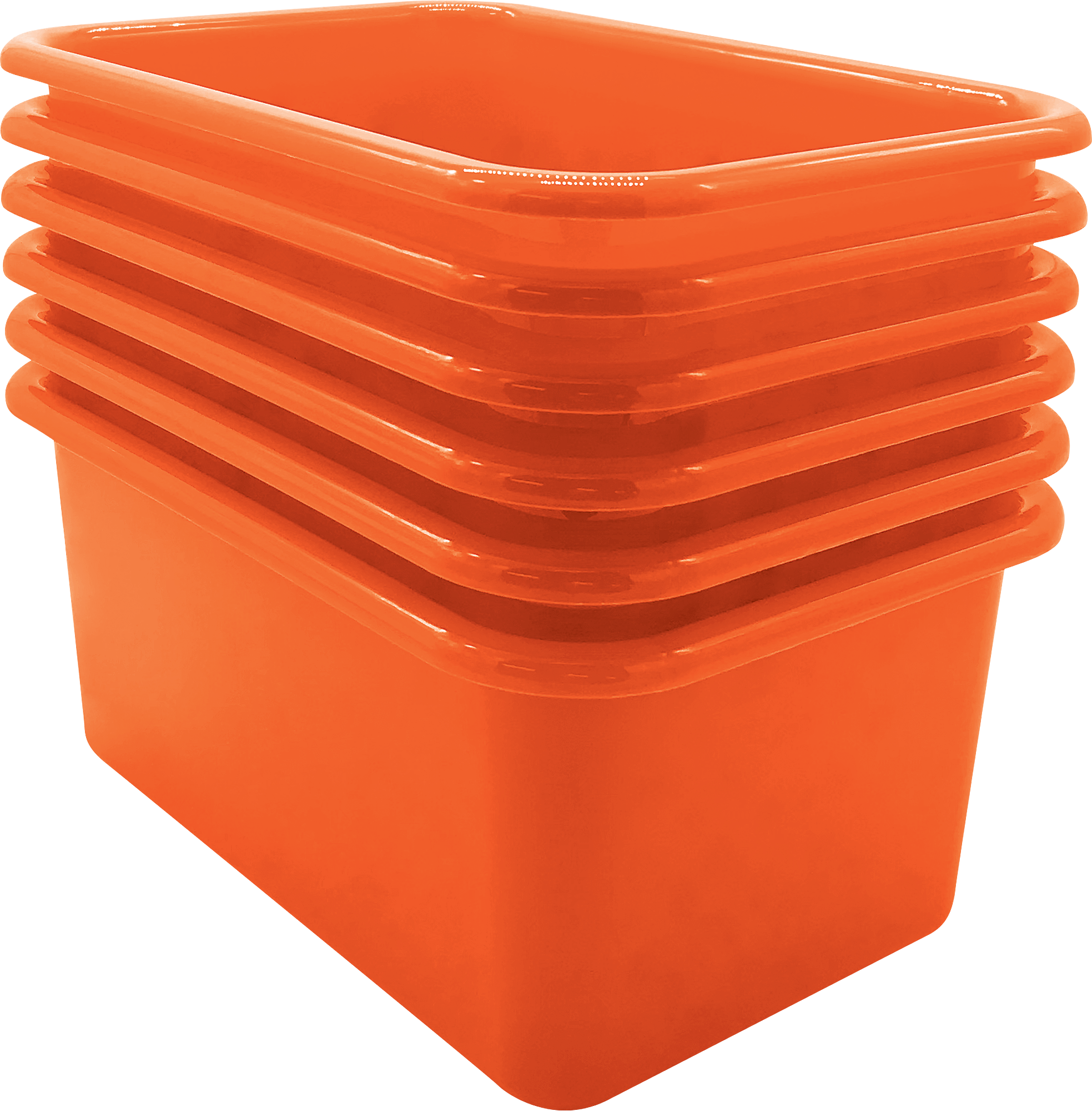 Orange Small Plastic Storage Bin 6 Pack