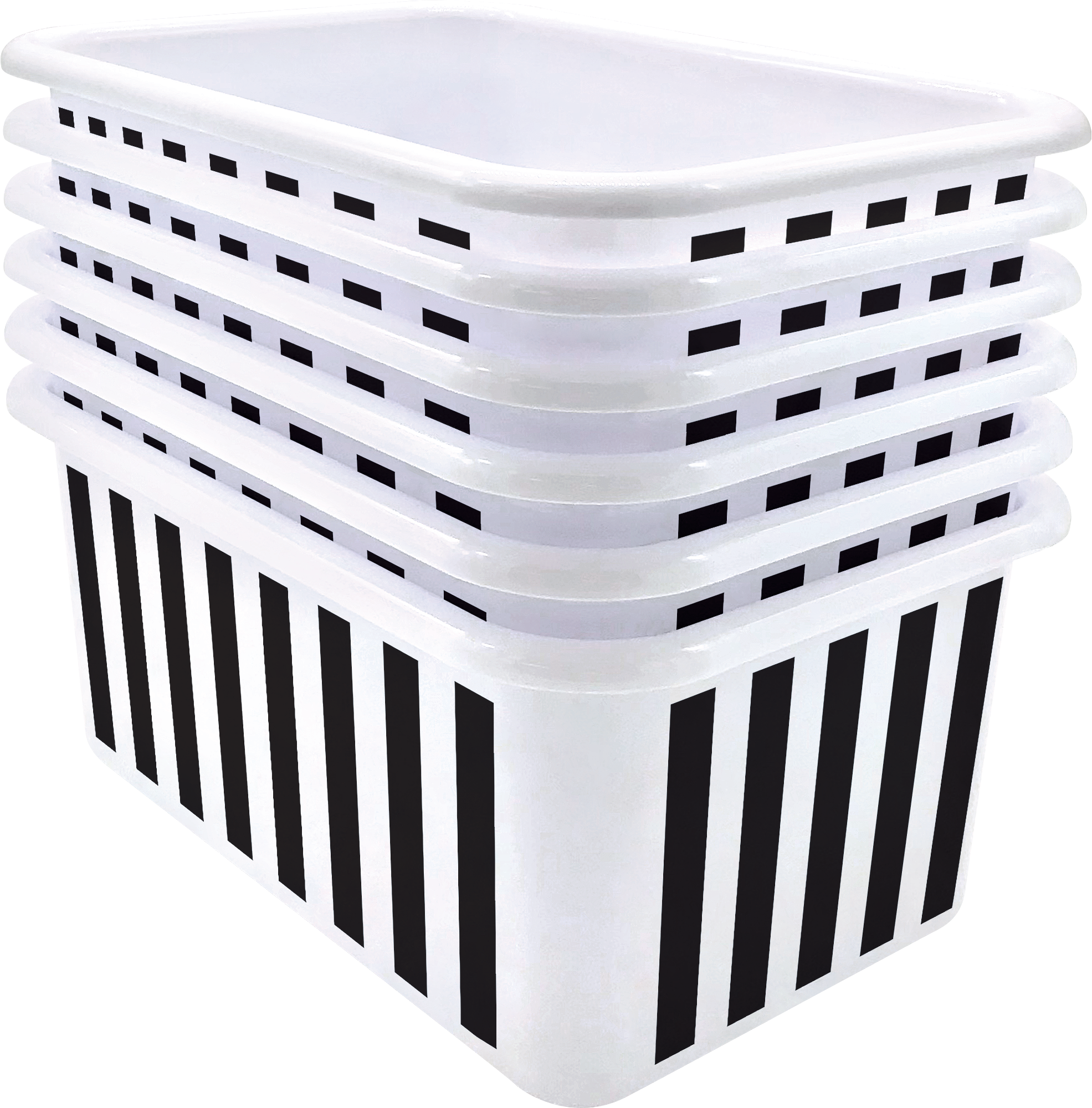 Black and White Design Small Plastic Storage Bins Set of 6 - by TCR