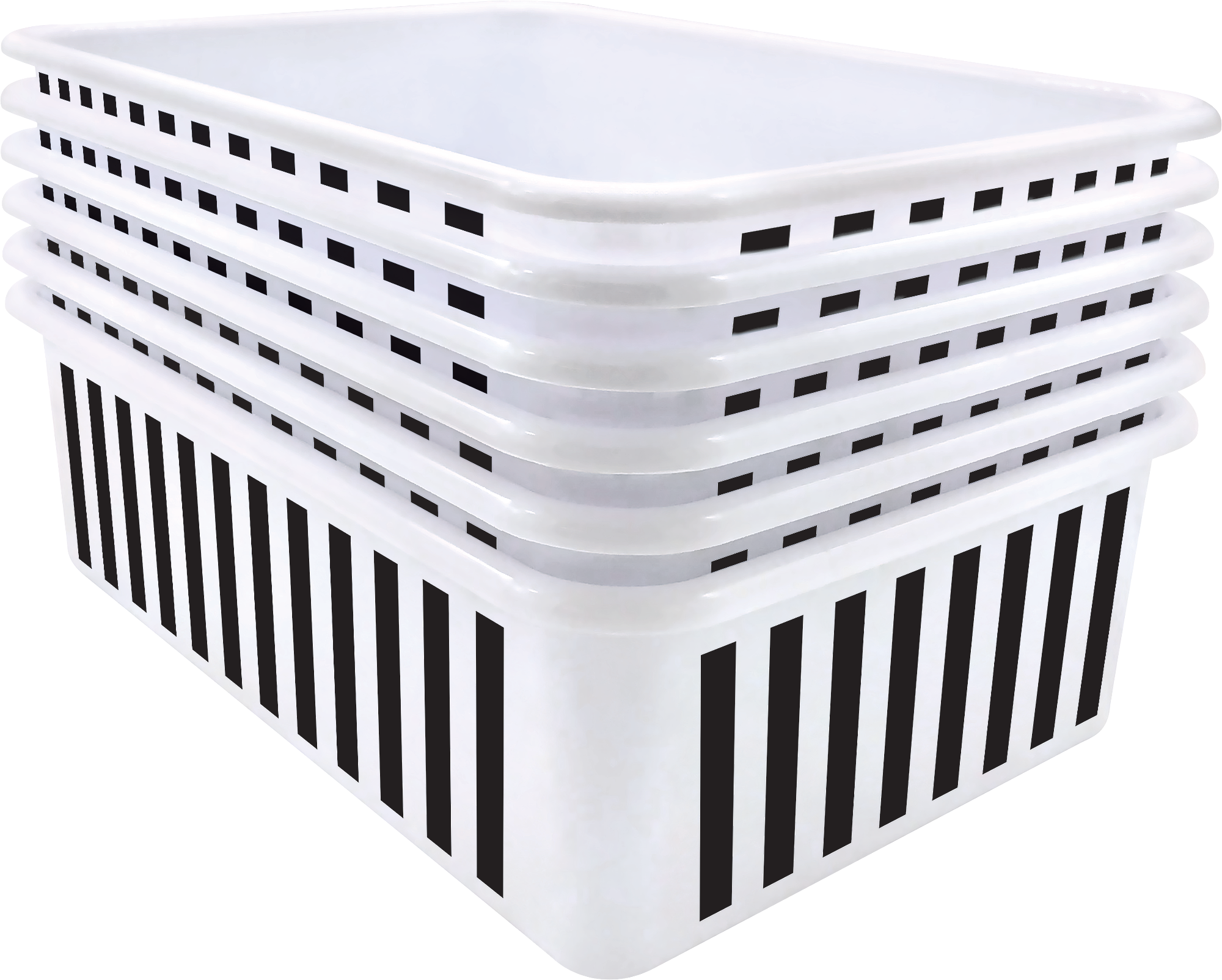 White Large Plastic Storage Bin 6 Pack - TCR2088603