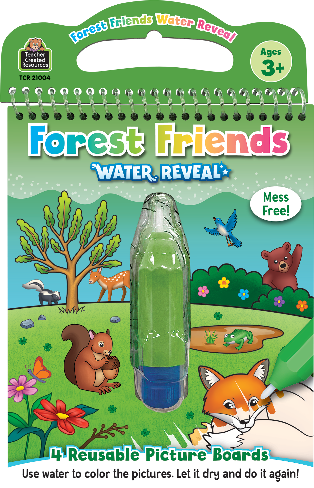 Plastic Water Bottle w/ Straw, Forest Friends