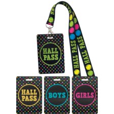 Chalkboard Brights Hall Pass Lanyards