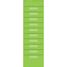 Lime Polka Dots 10 Pocket File Storage Pocket Chart