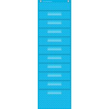 Aqua Polka Dots 10 Pocket File Storage Pocket Chart