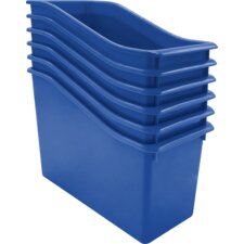 Blue Plastic Book Bin 6 Pack