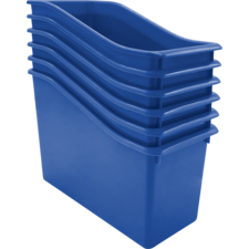 Blue Plastic Book Bin 6 Pack