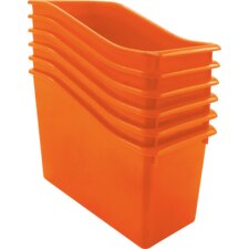 Orange Plastic Book Bin 6 Pack