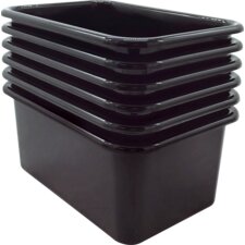 Black Small Plastic Storage Bin 6 Pack