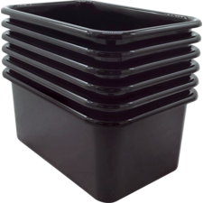 Black Small Plastic Storage Bin 6 Pack