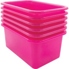 Pink Small Plastic Storage Bin 6 Pack