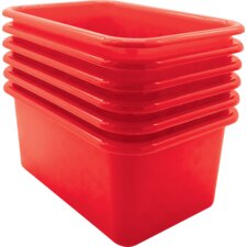 Red Small Plastic Storage Bin 6 Pack