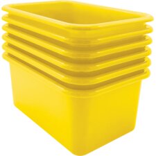 Yellow Small Plastic Storage Bin 6 Pack