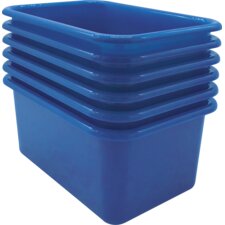 Blue Small Plastic Storage Bin 6 Pack