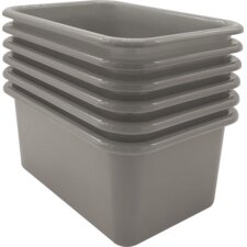 Gray Small Plastic Storage Bin 6 Pack