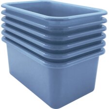 Slate Blue Small Plastic Storage Bin 6 Pack