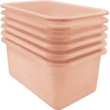 Blush Small Plastic Storage Bin 6 Pack