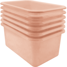 Blush Small Plastic Storage Bin 6 Pack