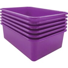 Purple Large Plastic Storage Bin 6 Pack