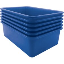 Blue Large Plastic Storage Bin 6 Pack