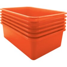 Orange Large Plastic Storage Bin 6 Pack