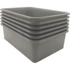 Gray Large Plastic Storage Bin 6 pack