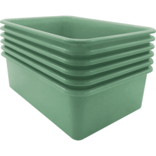 Eucalyptus Green Large Plastic Storage Bin 6 Pack