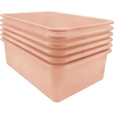 Blush Large Plastic Storage Bin 6 Pack