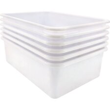 White Large Plastic Storage Bin 6 Pack